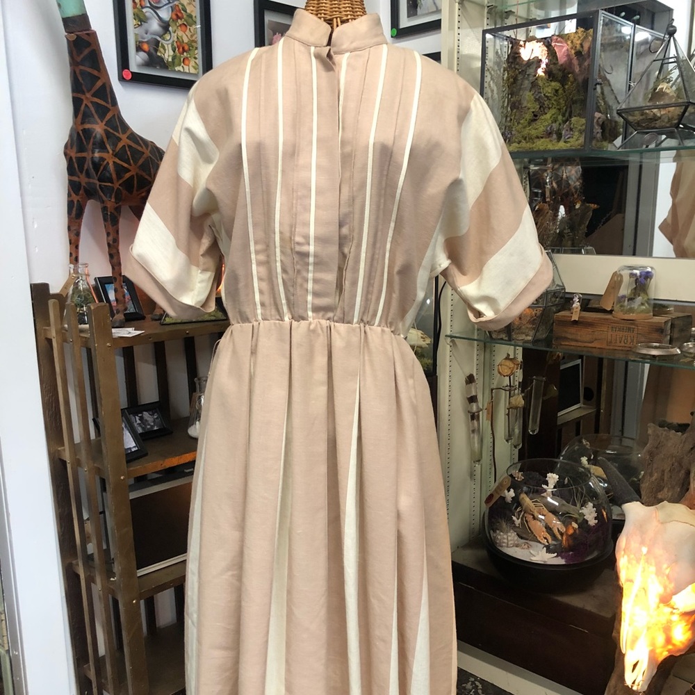 Vintage Khaki striped swing dress